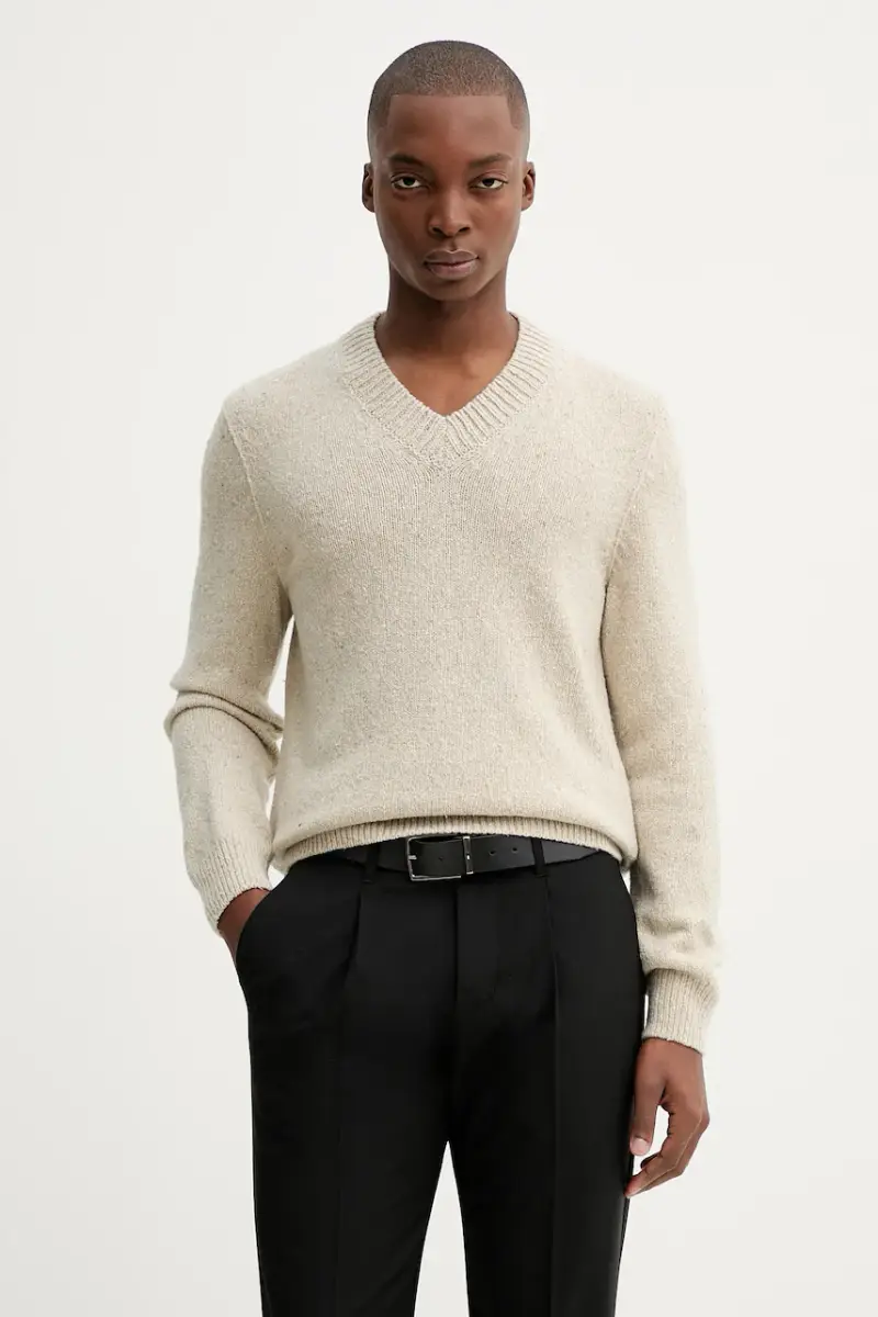 maglione con lana colore beige 530512260178