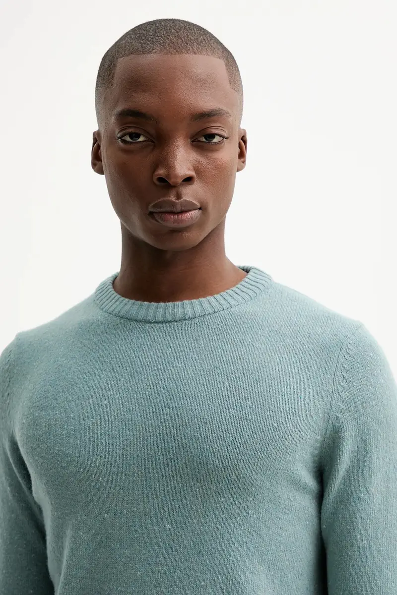 maglione con lana colore blu M30506660174 miniatura 4