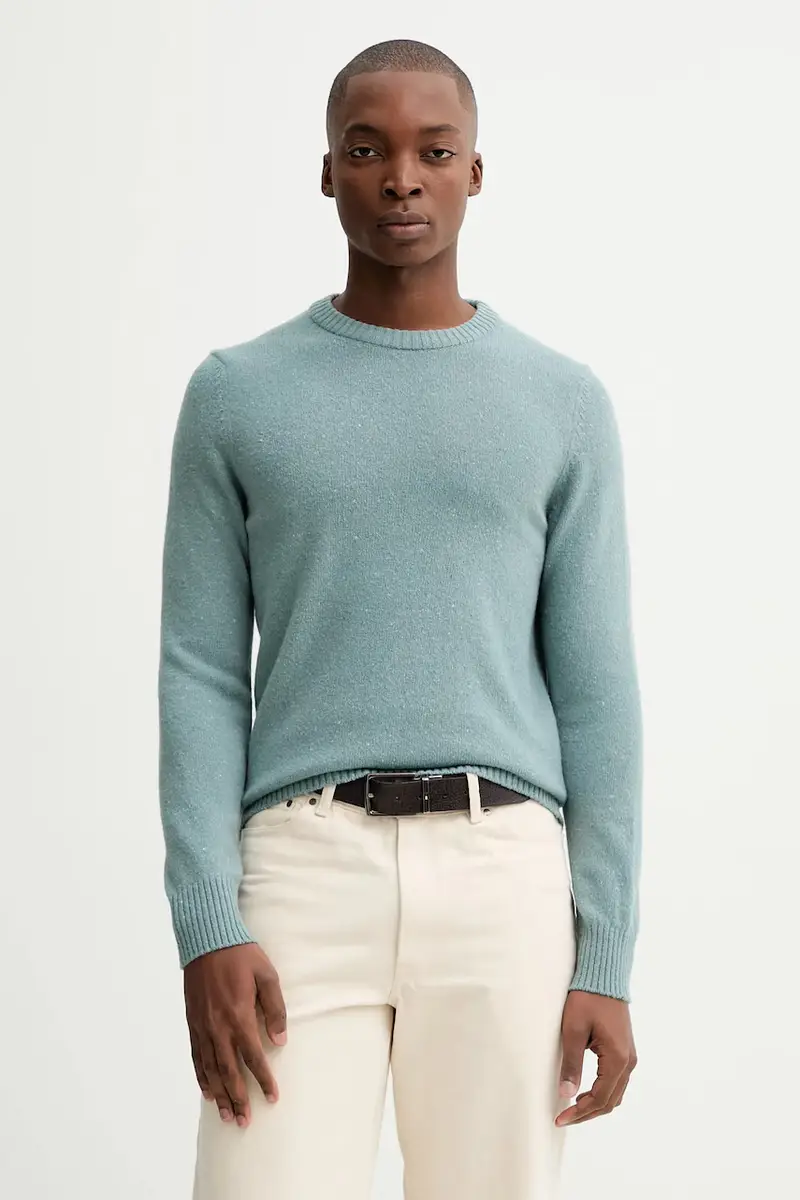 maglione con lana colore blu M30506660174