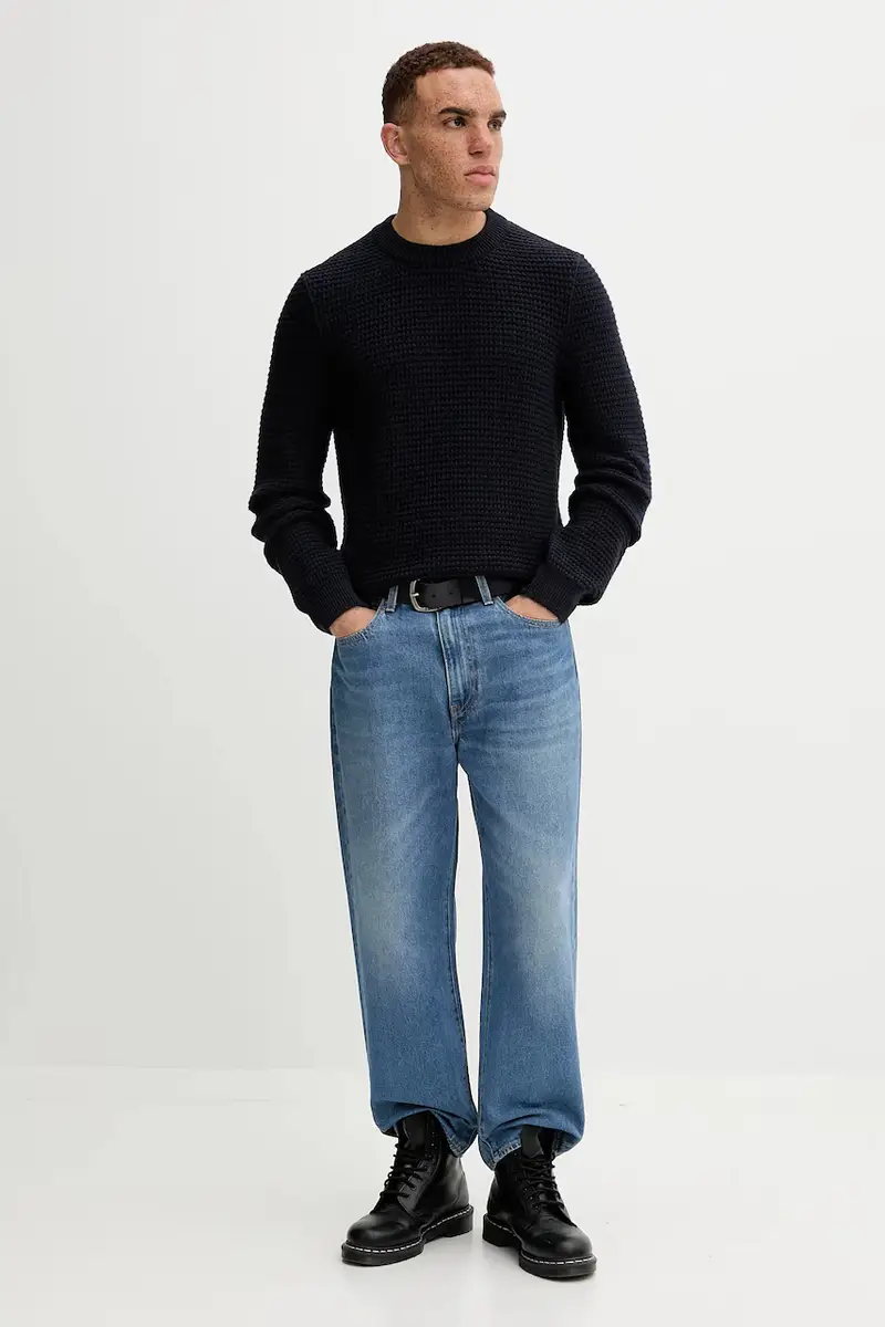 maglione con lana colore blu navy 5000007326 miniatura 2