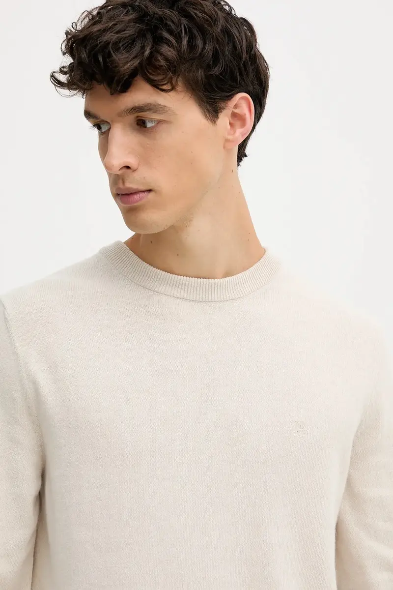 maglione con lana colore grigio 529514460504 Beige miniatura 4