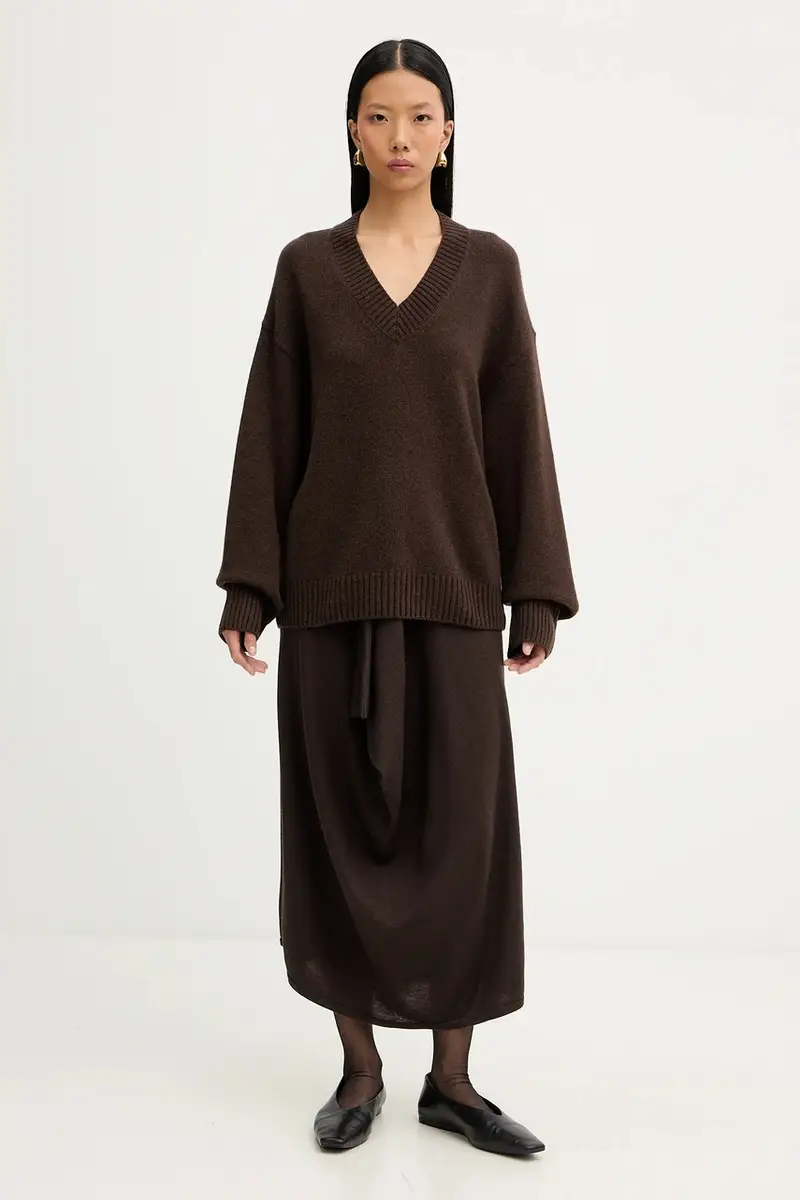 maglione con lana colore marrone 510609060235 miniatura 2