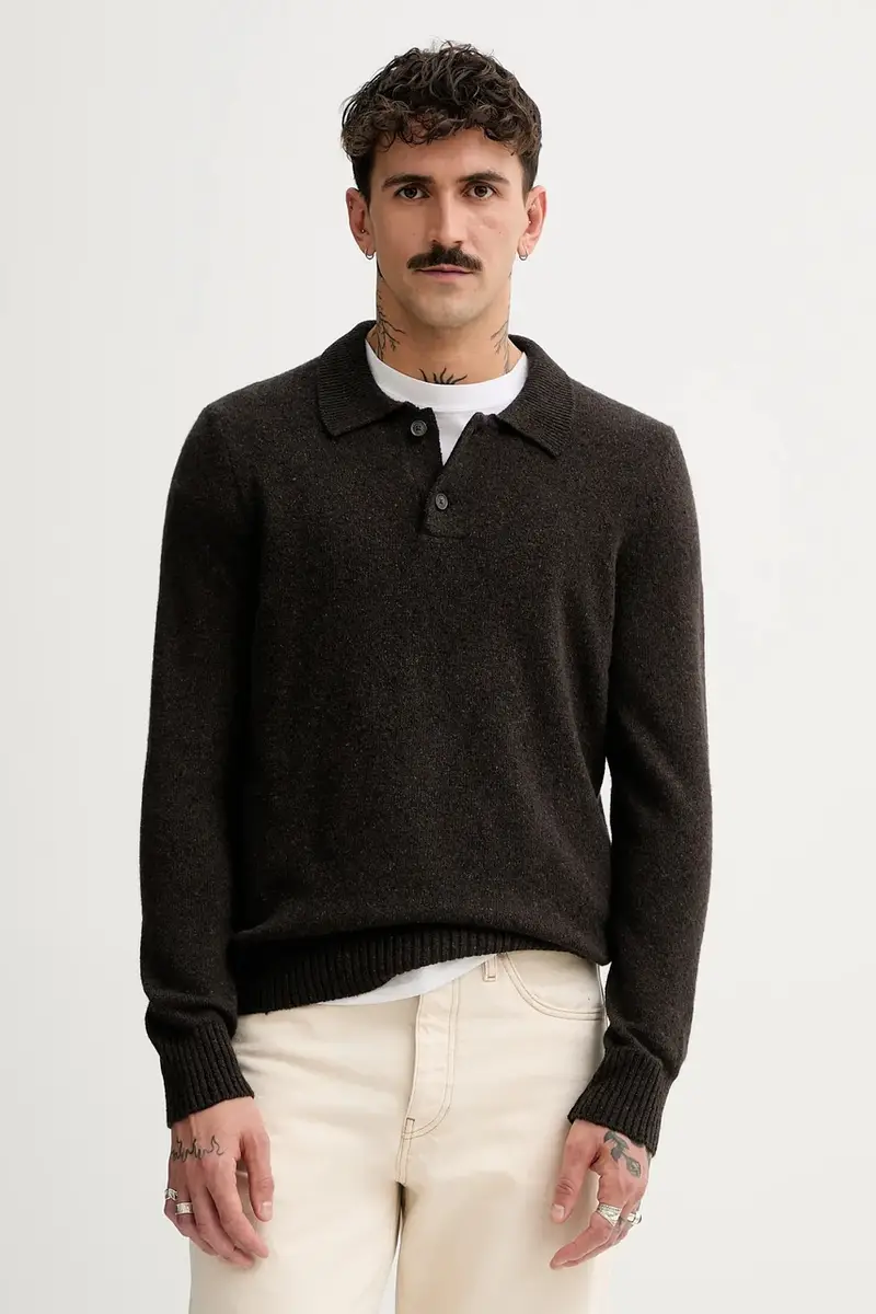 maglione con lana colore marrone 530506660390 miniatura 4