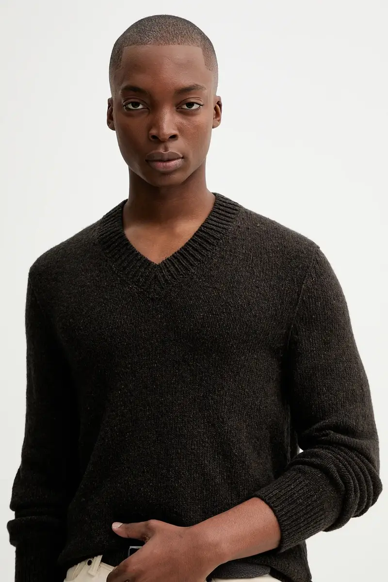 maglione con lana colore marrone 530512260178 miniatura 4