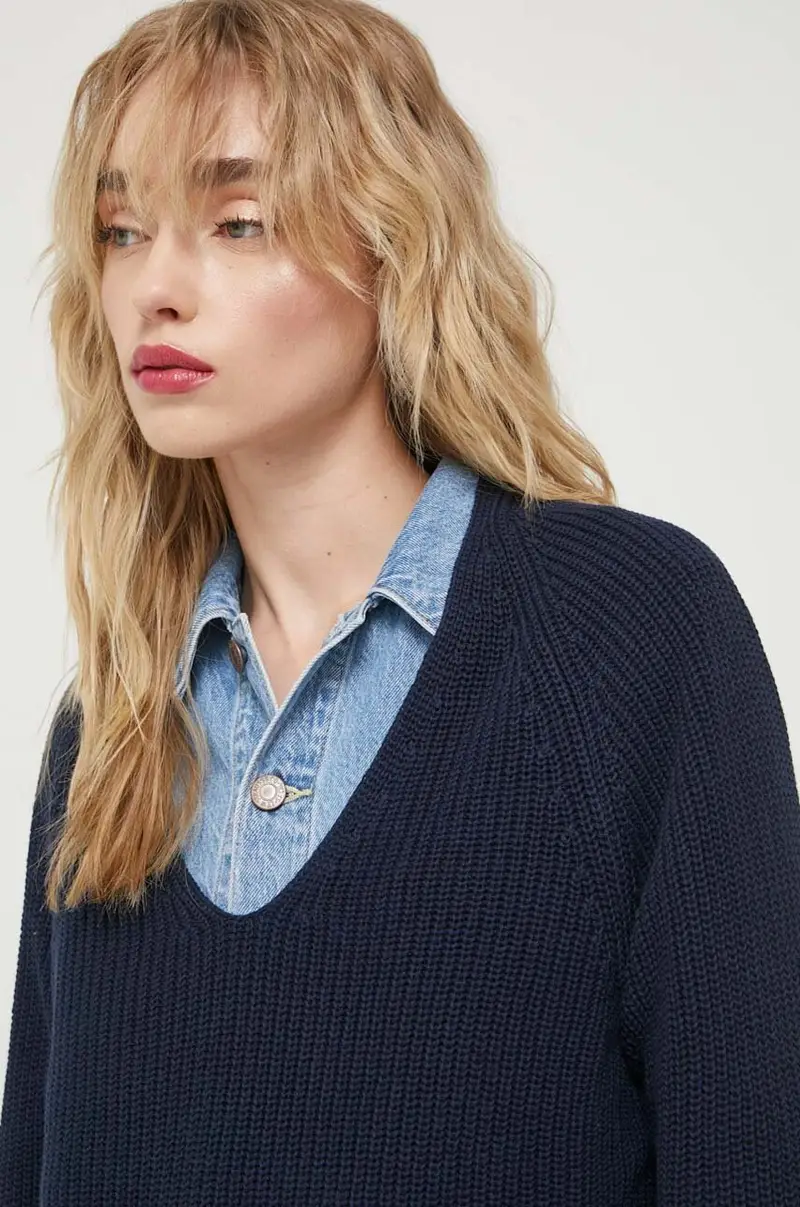 maglione in cotone Blu navy miniatura 4