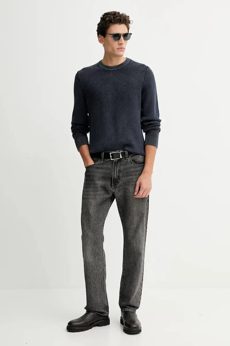 maglione in cotone uomo colore blu navy 5000007901 miniatura 2