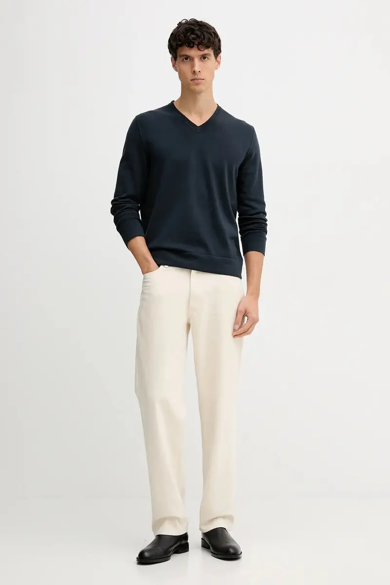 maglione in lana uomo colore blu navy 529506360110 miniatura 2