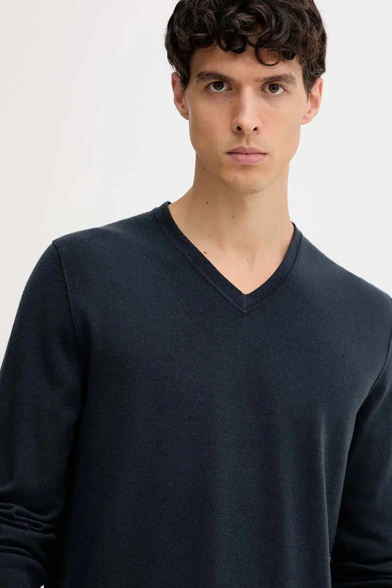 maglione in lana uomo colore blu navy 529506360110 miniatura 4