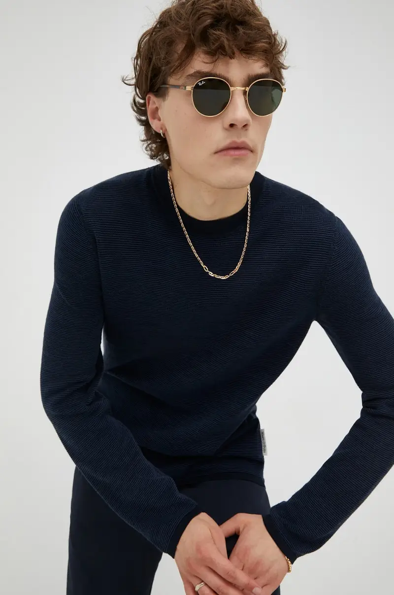 maglione in misto lana uomo Blu navy