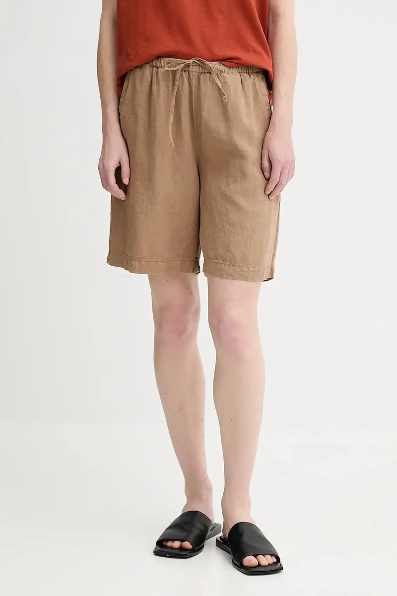 pantaloncini in lino donna colore marrone 504011215049