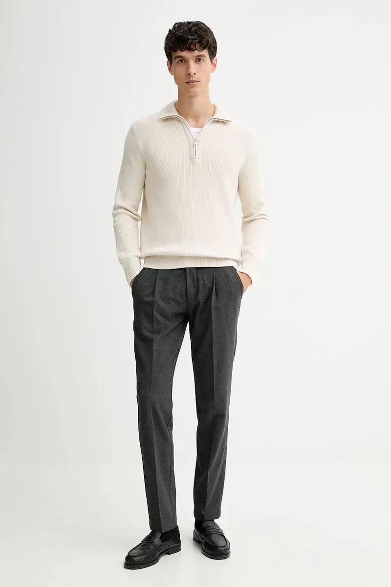 pantaloni con lana colore grigio 530022110134 miniatura 2