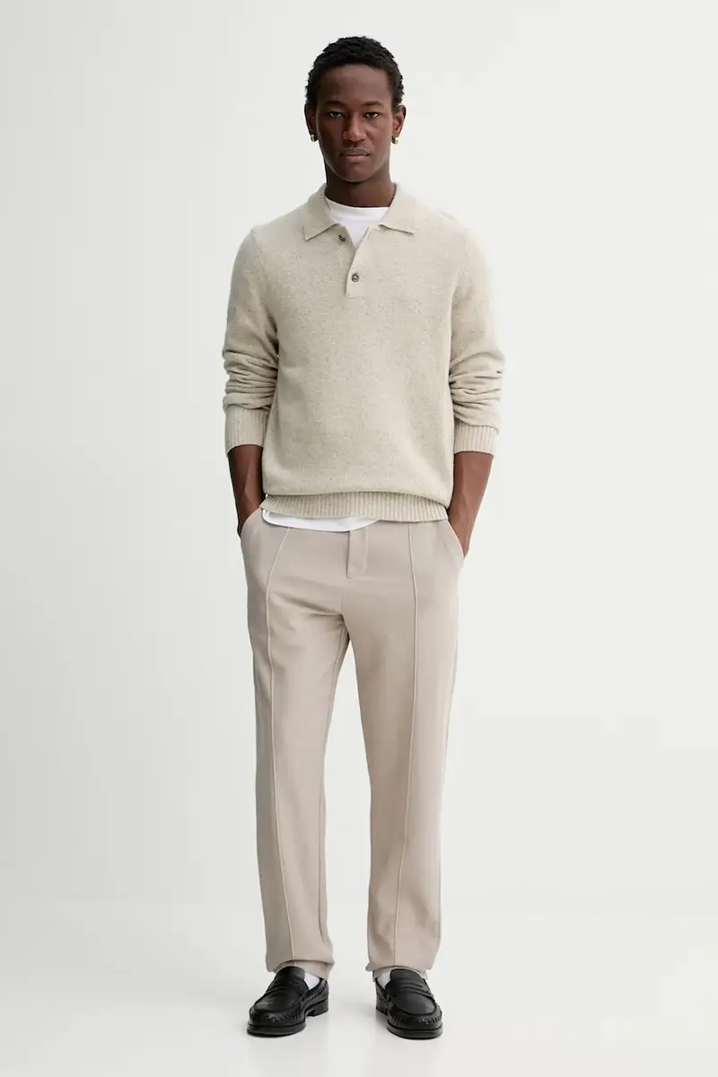 pantaloni in cotone uomo colore beige 526301519002 miniatura 2