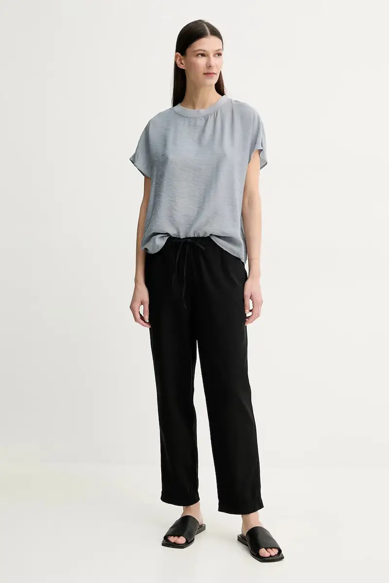 pantaloni in lino misto donna colore nero 503134010073 miniatura 2