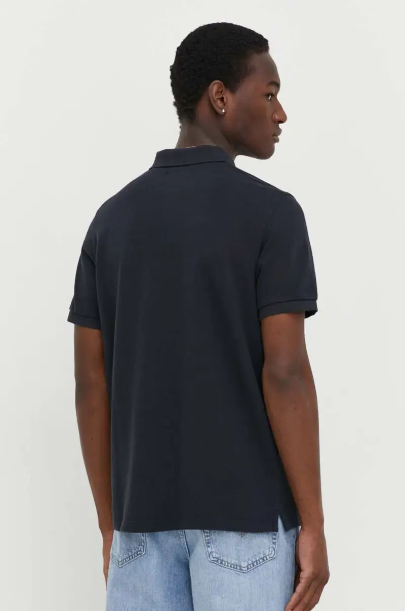 polo in cotone colore blu navy miniatura 3