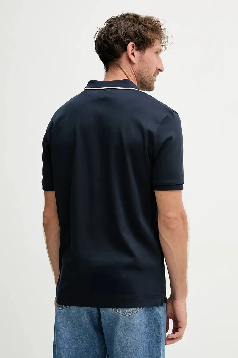 polo in cotone colore blu navy 526203453080 miniatura 3