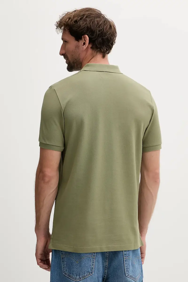 polo in cotone colore blu navy Verde miniatura 2