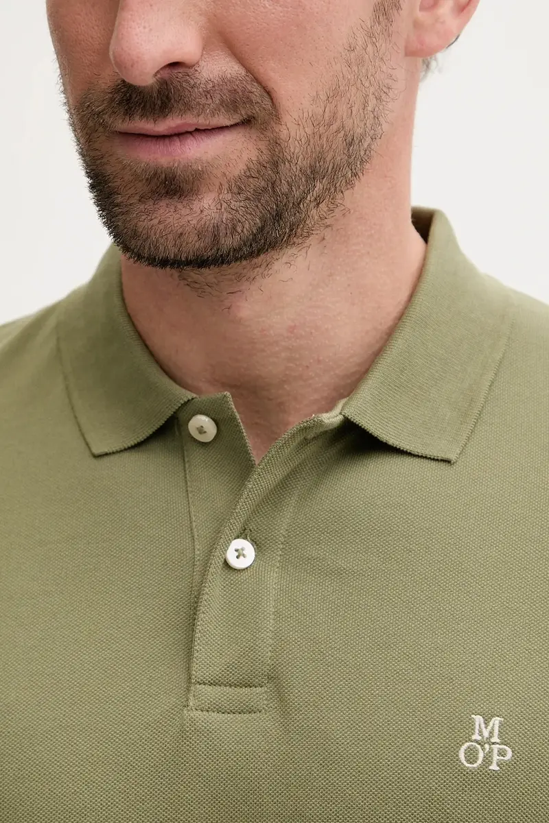 polo in cotone colore blu navy Verde miniatura 4