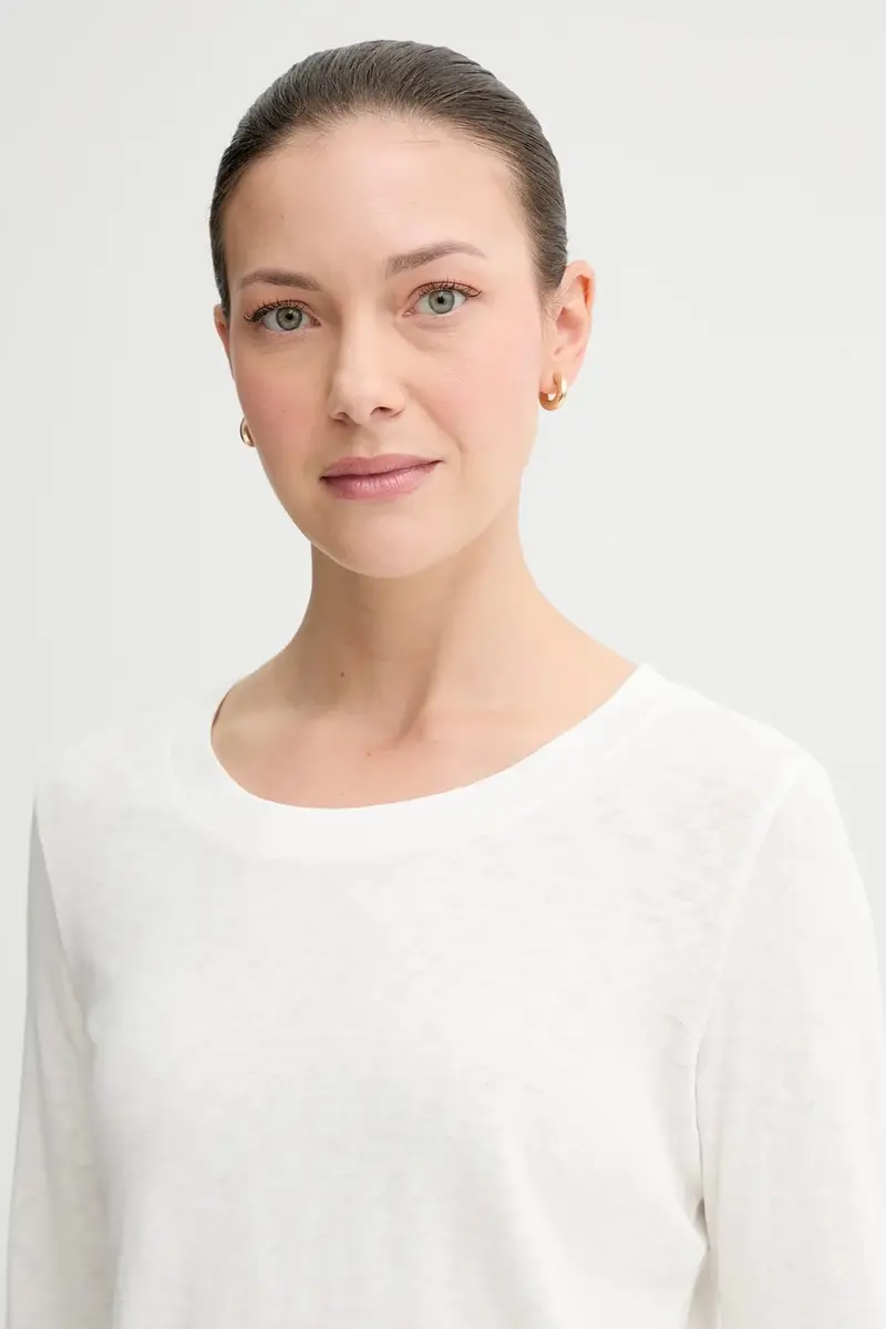 top a maniche lunghe in cotone colore beige 5000007048 miniatura 4