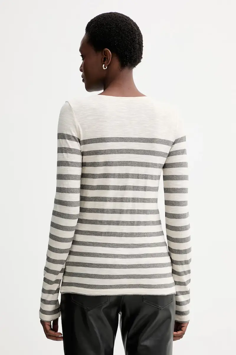 top a maniche lunghe in cotone colore beige 510219652597 miniatura 3