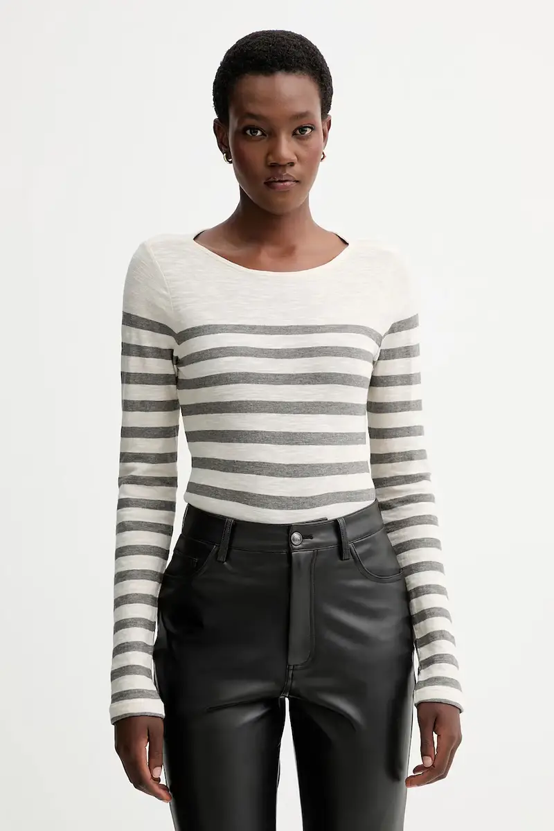 top a maniche lunghe in cotone colore beige 510219652597