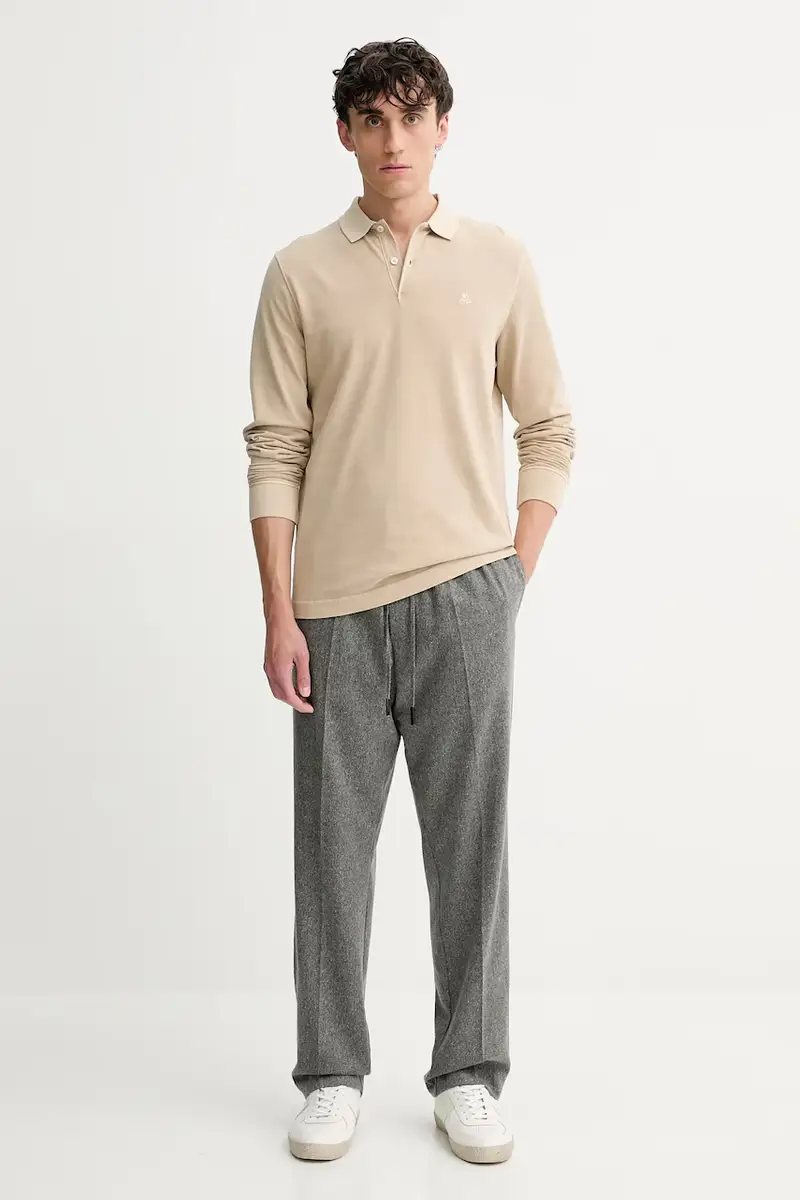 top a maniche lunghe in cotone colore beige 528223655004 miniatura 2