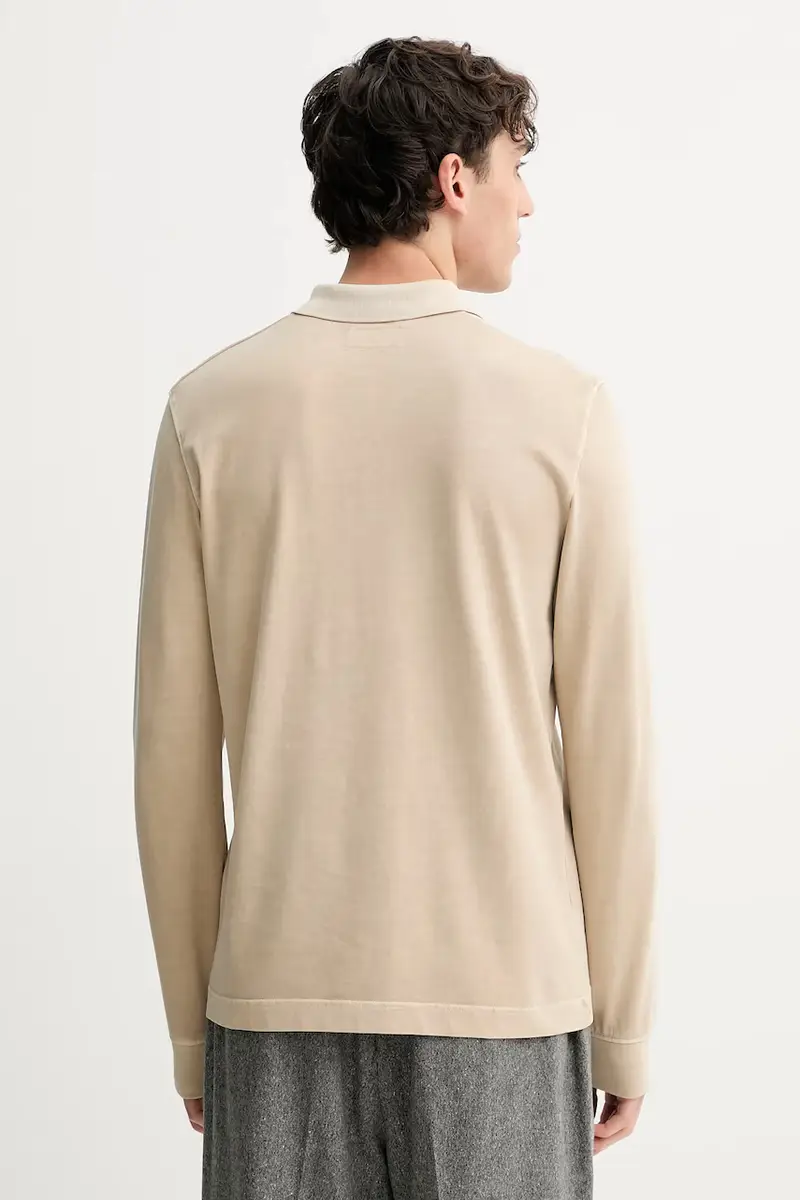 top a maniche lunghe in cotone colore beige 528223655004 miniatura 3