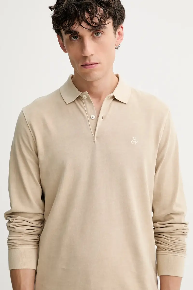 top a maniche lunghe in cotone colore beige 528223655004 miniatura 4