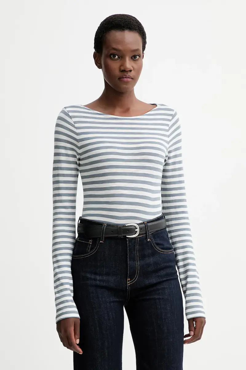 top a maniche lunghe in cotone colore blu M10219652597