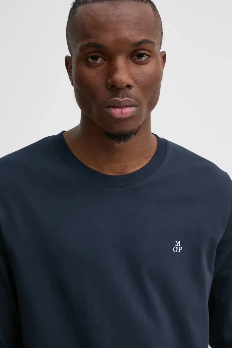 top a maniche lunghe in cotone colore blu navy miniatura 4