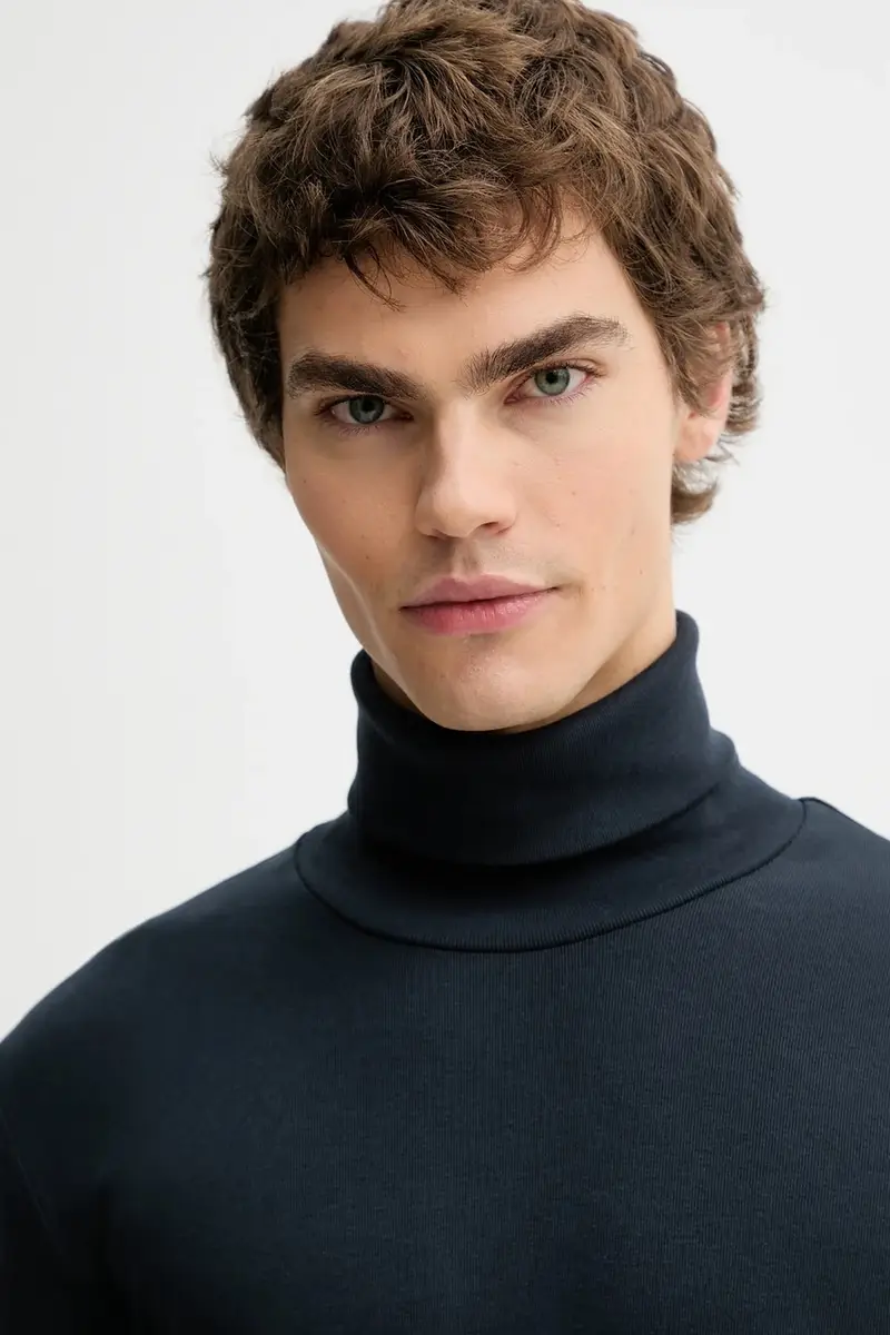 top a maniche lunghe in cotone colore blu navy 529220252100 miniatura 5