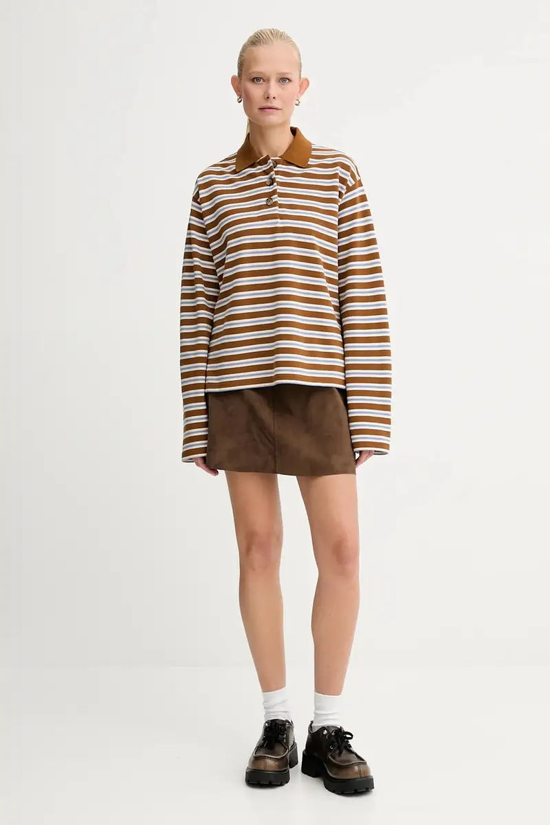 top a maniche lunghe in cotone colore marrone 5000007070 miniatura 2