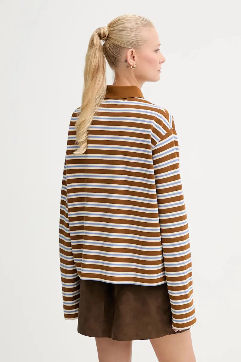 top a maniche lunghe in cotone colore marrone 5000007070 miniatura 3