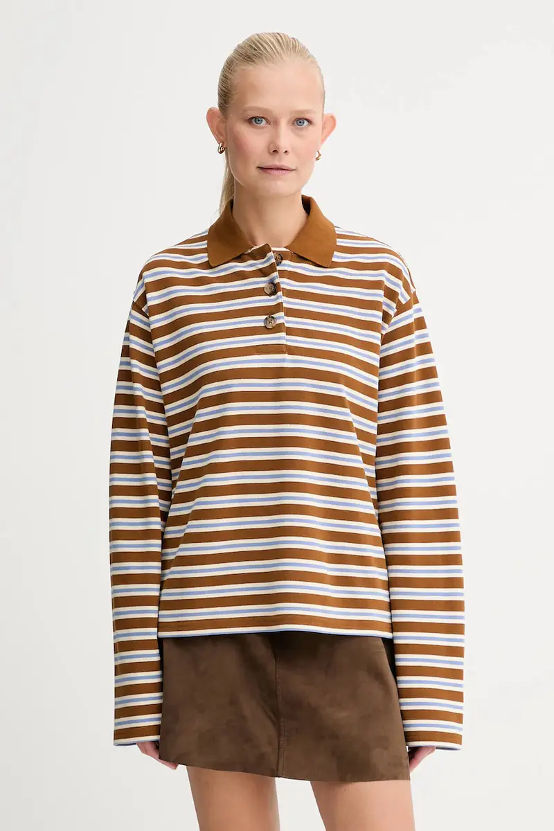 top a maniche lunghe in cotone colore marrone 5000007070