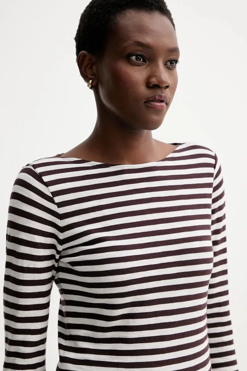 top a maniche lunghe in cotone colore marrone 510219652597 miniatura 4