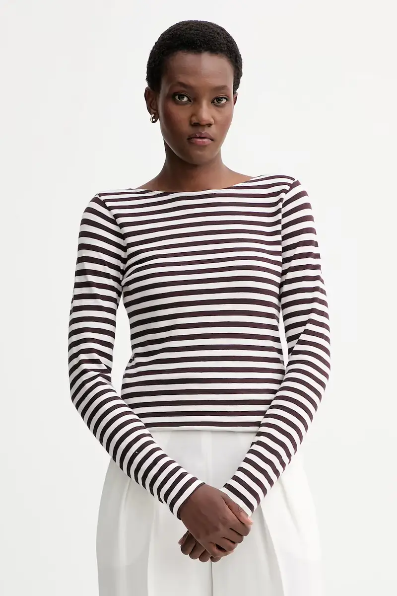 top a maniche lunghe in cotone colore marrone 510219652597