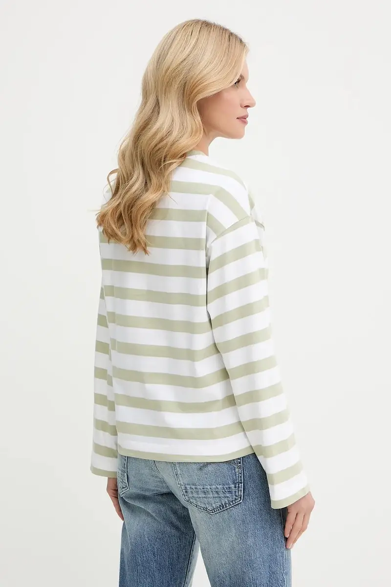 top a maniche lunghe in cotone colore verde 5000006526 miniatura 3