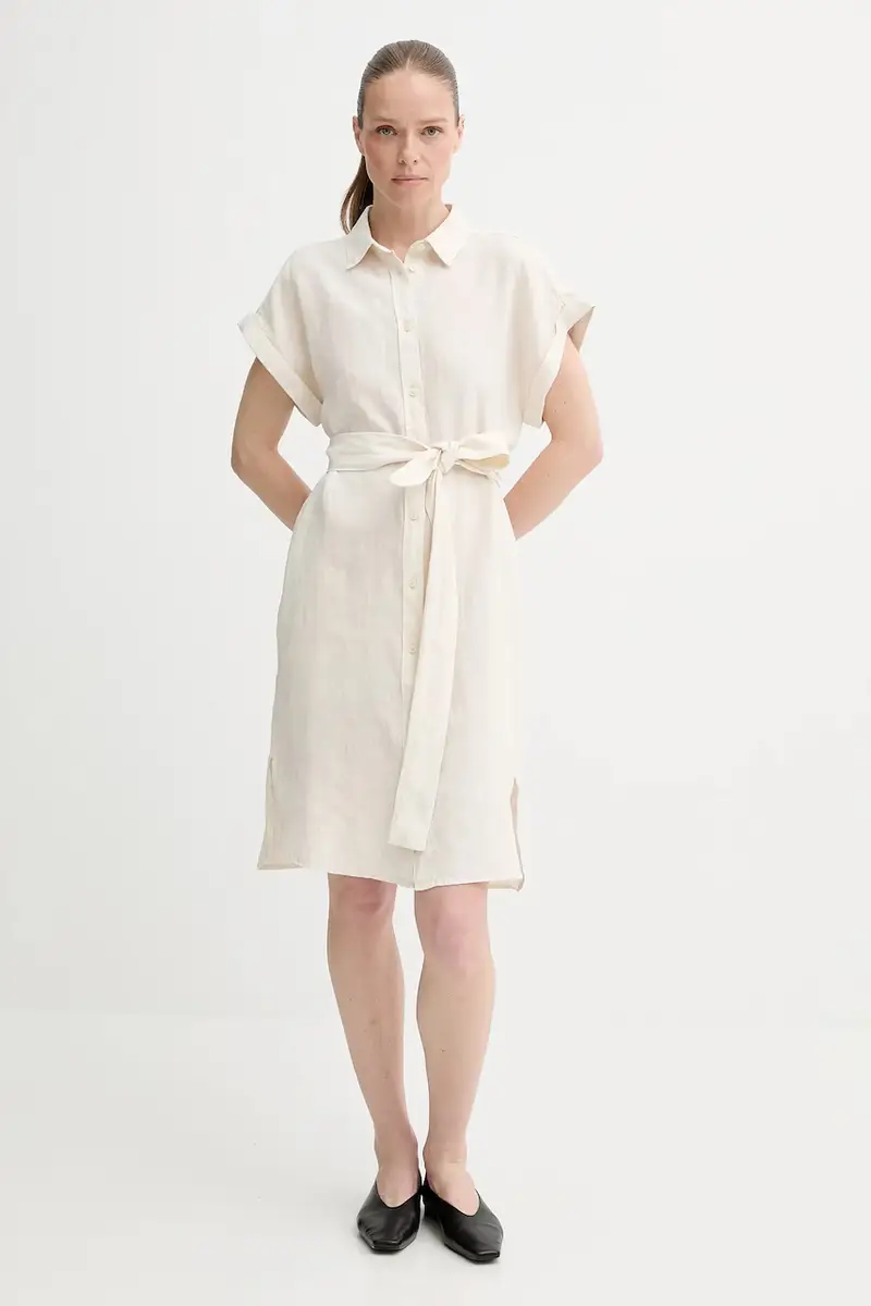 vestito di lino colore beige 504011221223 miniatura 2