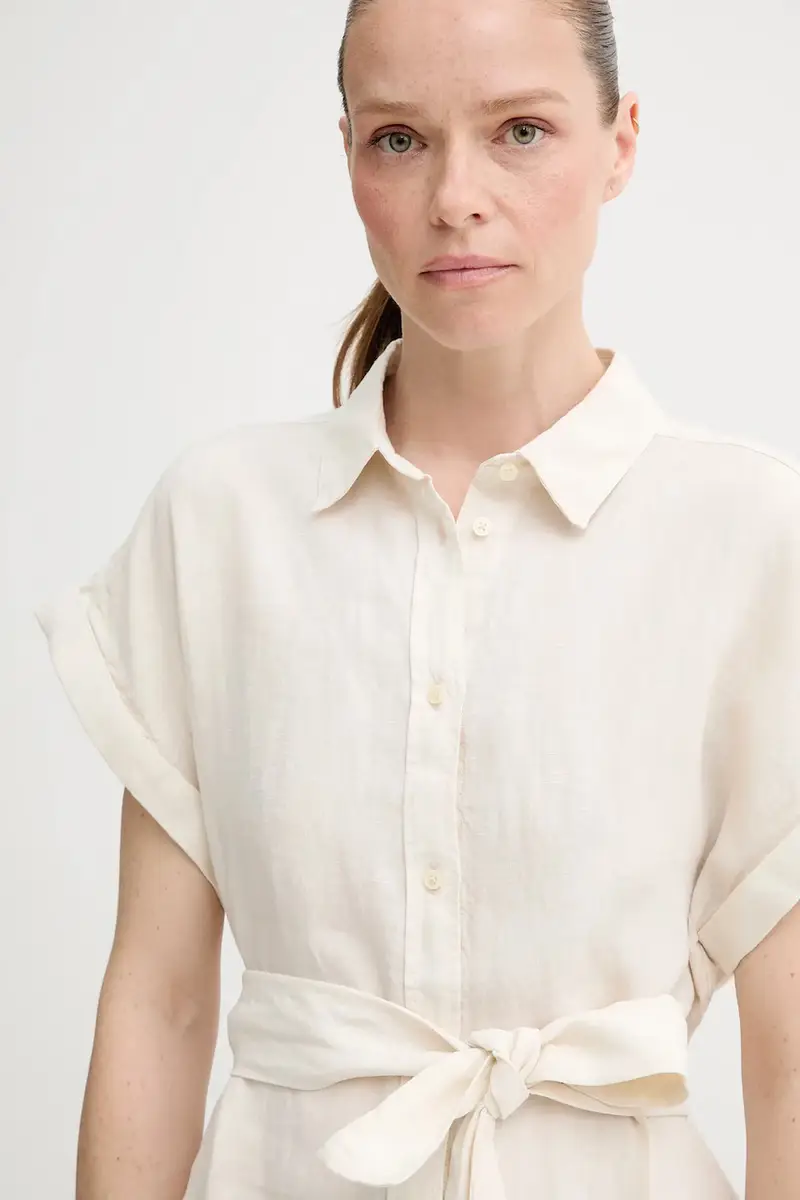 vestito di lino colore beige 504011221223 miniatura 4