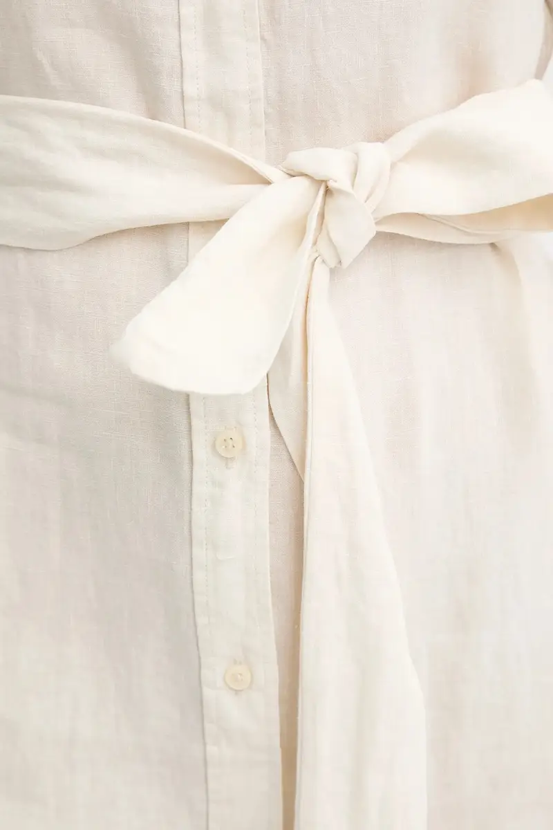 vestito di lino colore beige 504011221223 miniatura 5