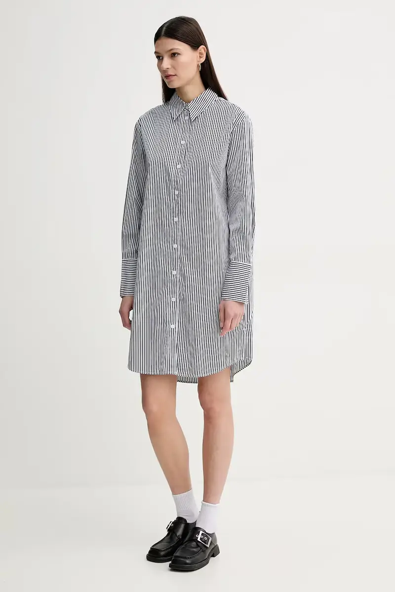 vestito in cotone colore blu navy 502081321047 miniatura 2