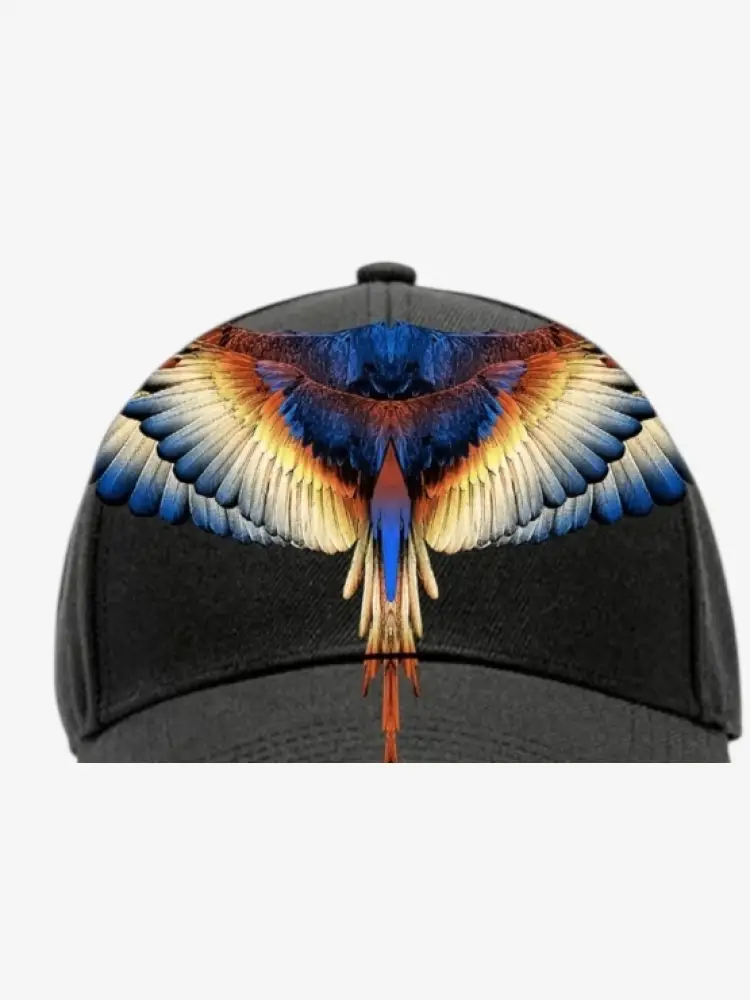 cappello nero uomo in tessuto maxi logo sul davanti miniatura 2