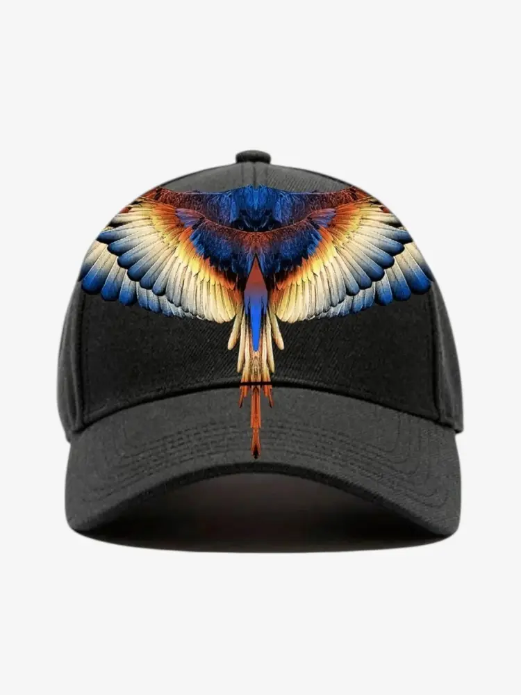 cappello nero uomo in tessuto maxi logo sul davanti