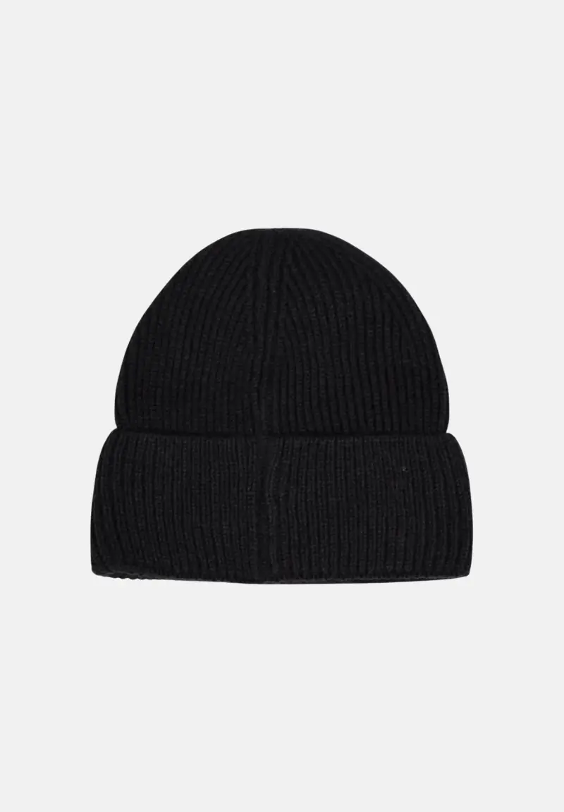 Berretto di lana nero per uomo e donna con logo miniatura 2