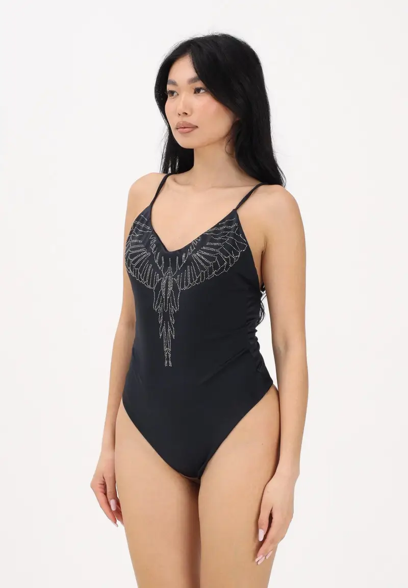 Costume intero nero da donna con strass