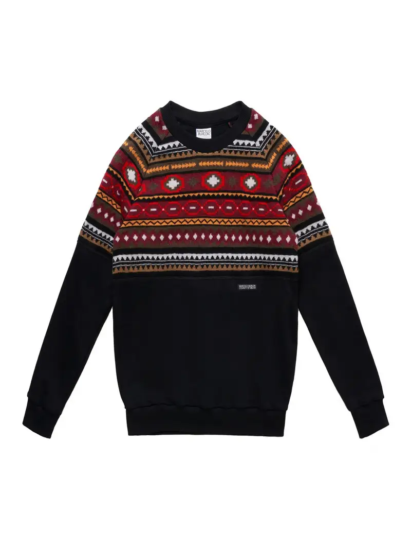 Felpa Folk Cross Stripe Knit Nero