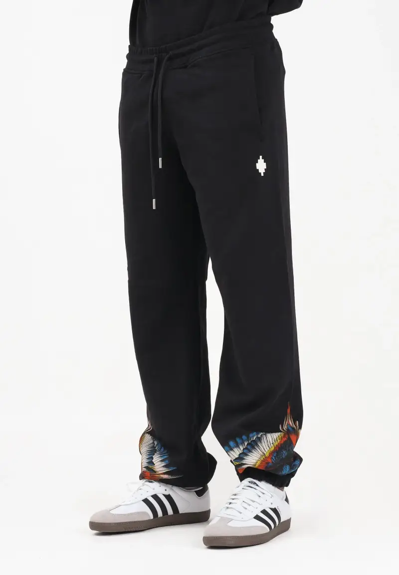 Pantalone sportivo nero da uomo con stampa ali