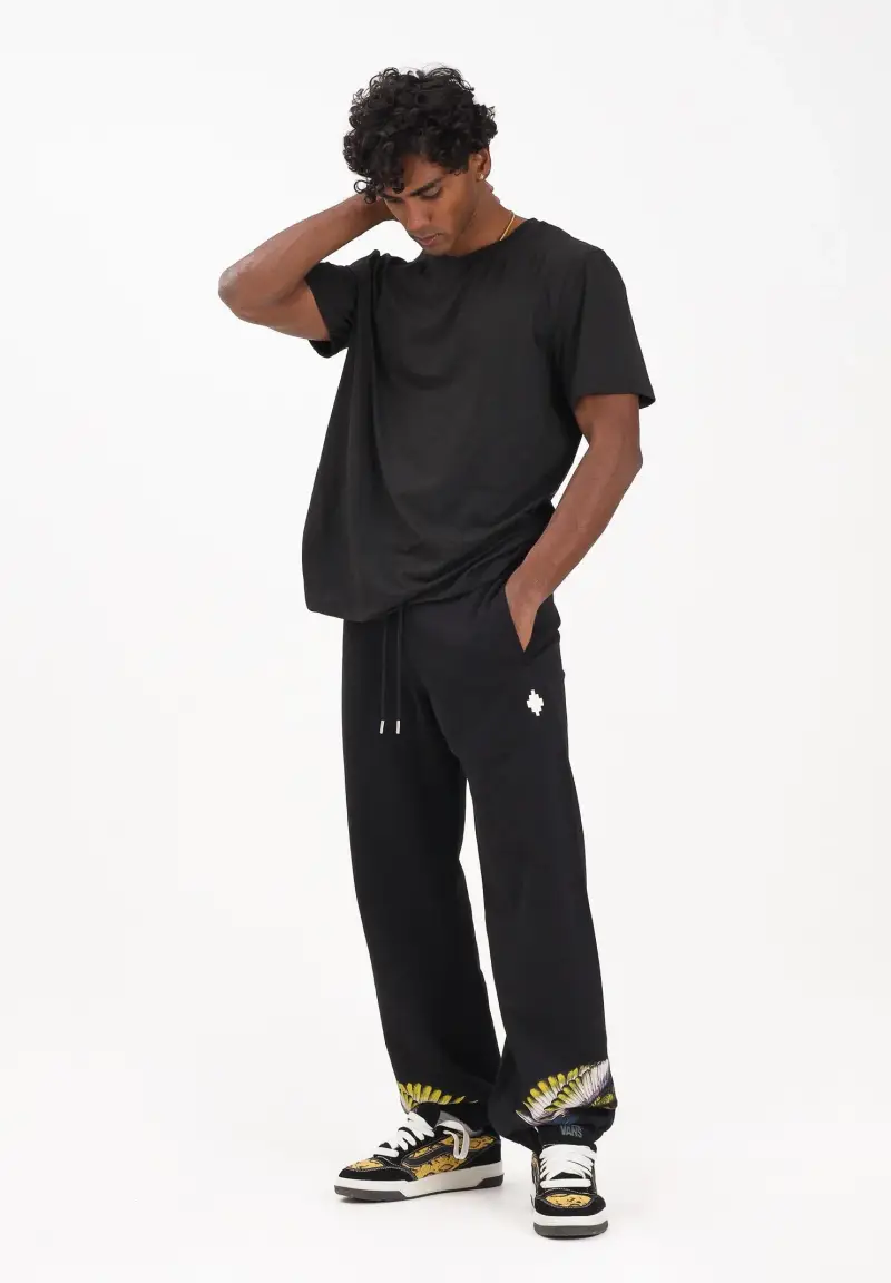 Pantalone sportivo nero da uomo con stampa miniatura 2