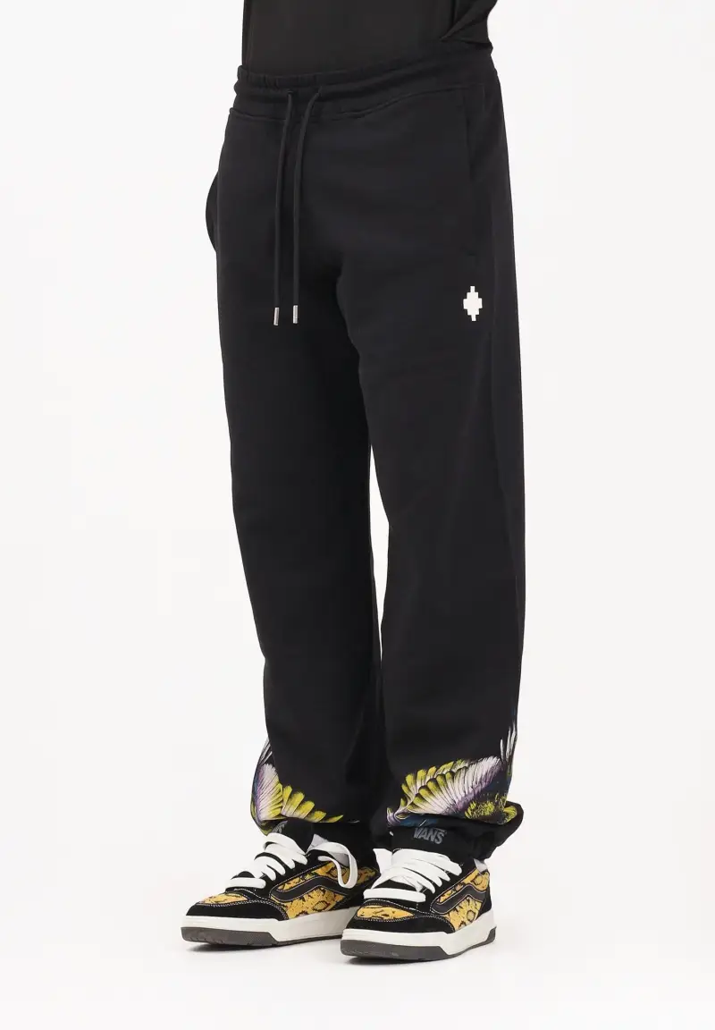 Pantalone sportivo nero da uomo con stampa