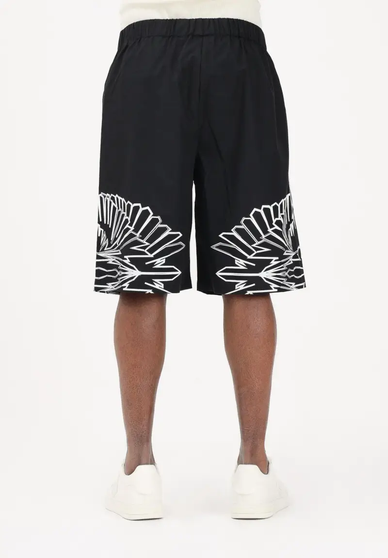 Shorts casual nero da uomo con stampa grafica miniatura 3