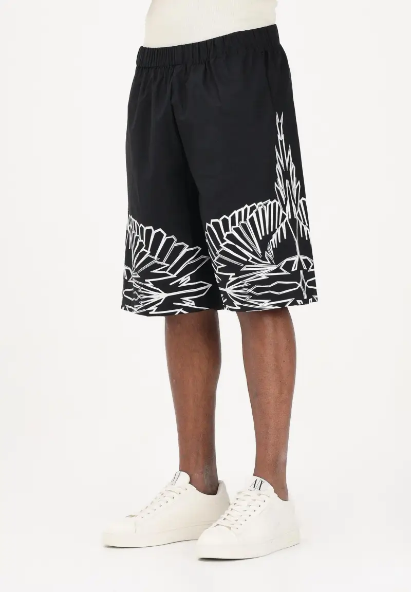 Shorts casual nero da uomo con stampa grafica
